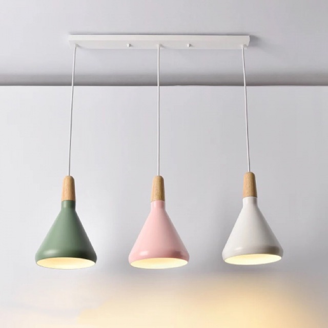 Đèn thả nhôm đui gỗ. Đèn thả bàn ăn