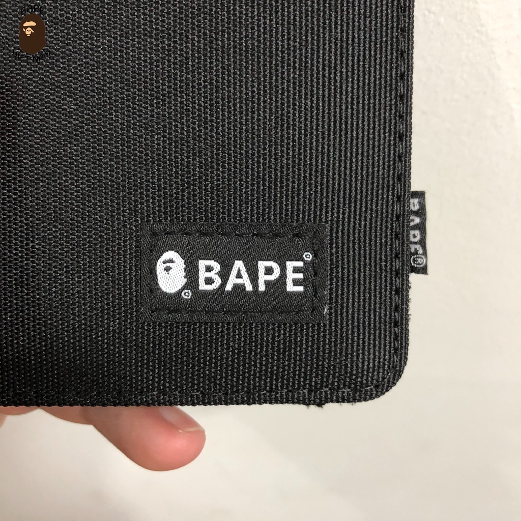 [Ảnh thật] Ví Bape ngắn fullbox hàng Best Quality, Bóp Bape gấp đôi 4 màu Đen, Camo (Green, Blue, Pink) Chất liệu Canvas