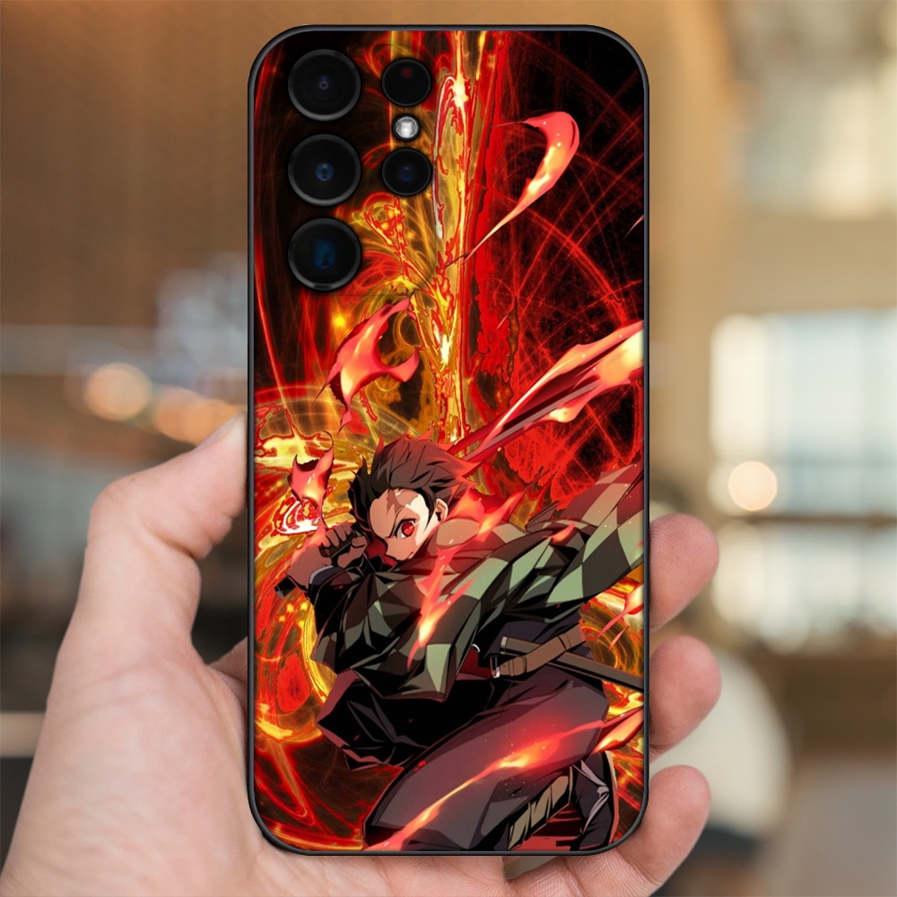 Ốp lưng Samsung S21 Ultra, S22 Ultra viền đen in hình Tanjiro Kimetsu No Yaiba