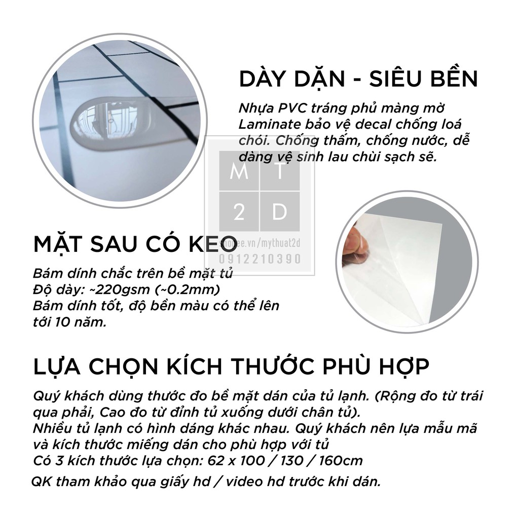 Miếng dán tủ lạnh - chất liệu decal chống thấm siêu bền chống được nước - CB2106