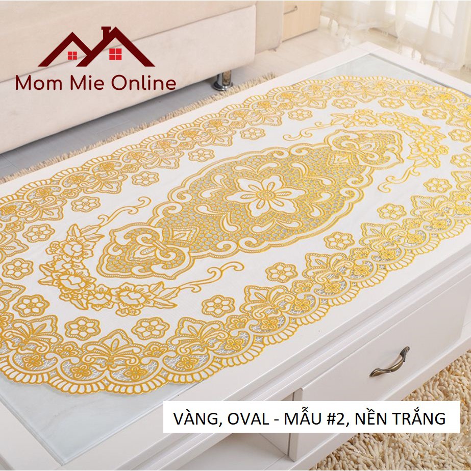 [60x120 - Vàng] Khăn trải bàn hoa văn dập nổi sang trọng - A002