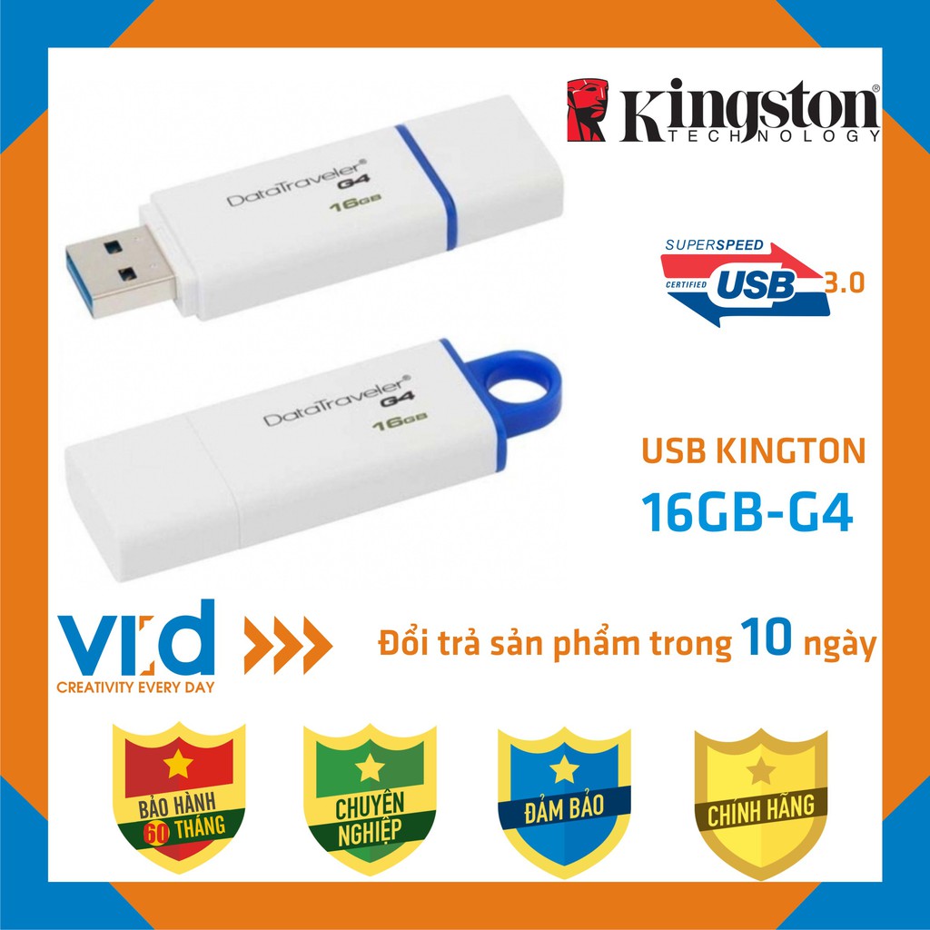 [Mã ELFLASH5 giảm 20K đơn 50K] [USB 3.0 CHÍNH HÃNG] USB Kington 3.0 DataTraveler G4-16GB - Bảo hành 60 tháng ! | BigBuy360 - bigbuy360.vn