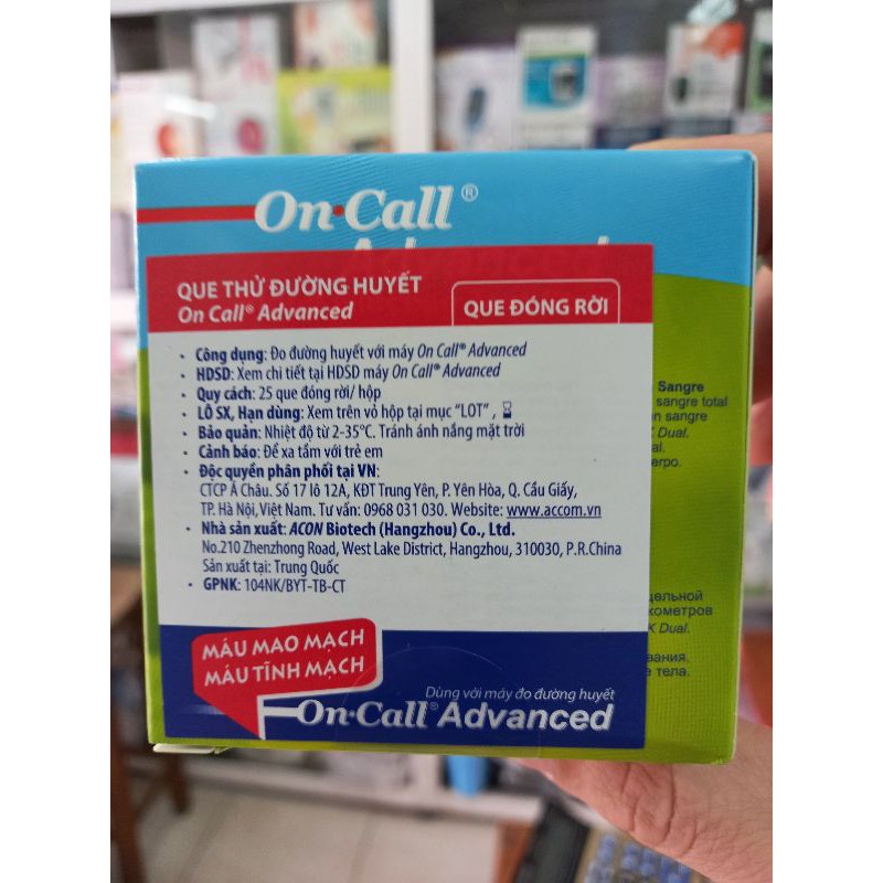 Que thử đường huyết Acon on call advanced 25 que