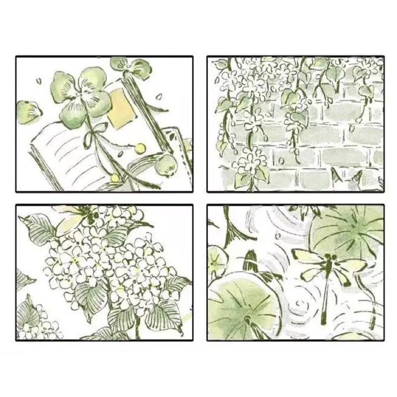 Băng dính washi tape hoạ tiết chủ đề xanh lá của SLEEPLESS CHAMPION