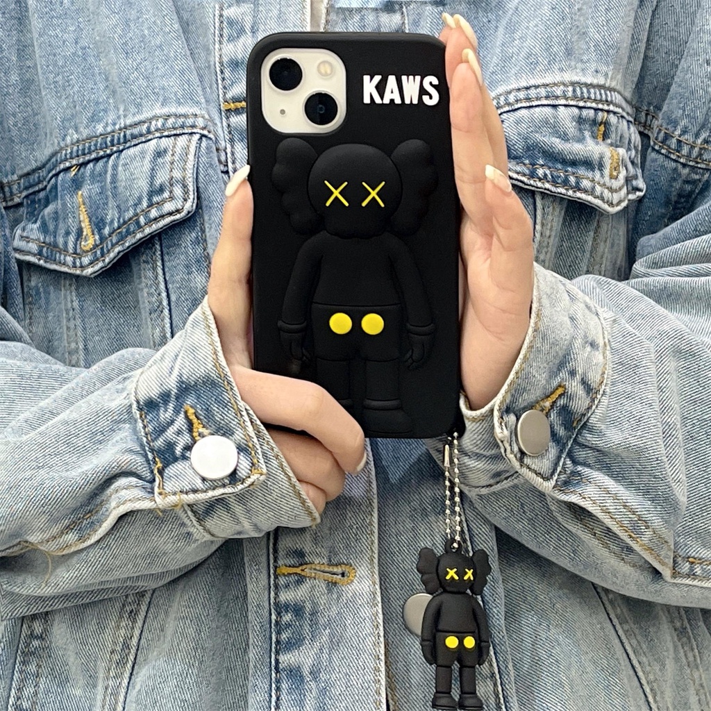Ốp Điện Thoại Silicon Hình Kaws Có Dây Đeo Cho iPhone 13 12 11 Pro Max XR XS Max X 7 8 6 6S Plus