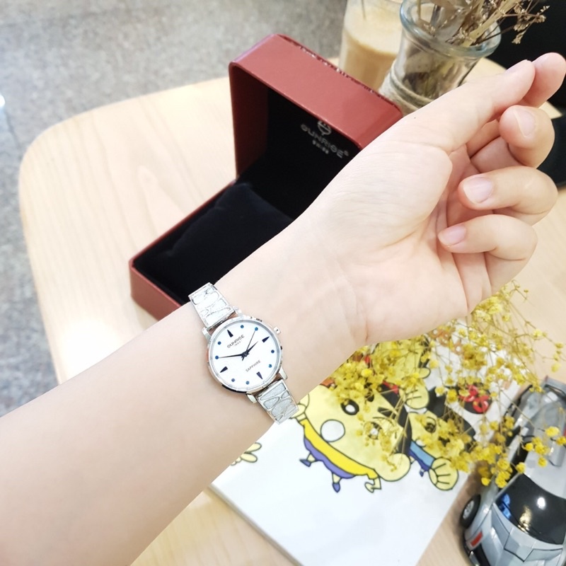 Đồng hồ nữ SUNRISE 9992SBV, Vành Đá sang trọng,full hộp thẻ chính hãng, Kính Sapphire