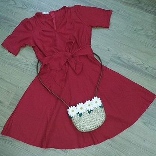 NICHAN  Đầm đỏ xoè cột eo (kèm hình thật)