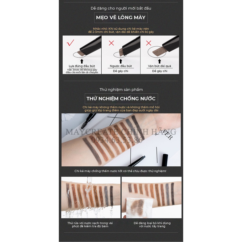 Chì Kẻ Lông Mày Không Trôi Maycreate Hàng Nội Địa Trung ( Có đầu chải ) | BigBuy360 - bigbuy360.vn