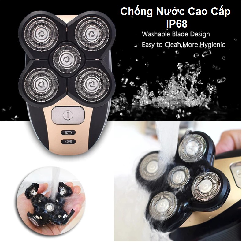 Máy Cạo Râu Cao Cấp Đa Năng 4D 5in1 - Cạo Râu. Cắt Tỉa Lông Mũi, Massage Da Mặt, Chống Thấm Nước Cao Cấp, Bảo Hành 6T