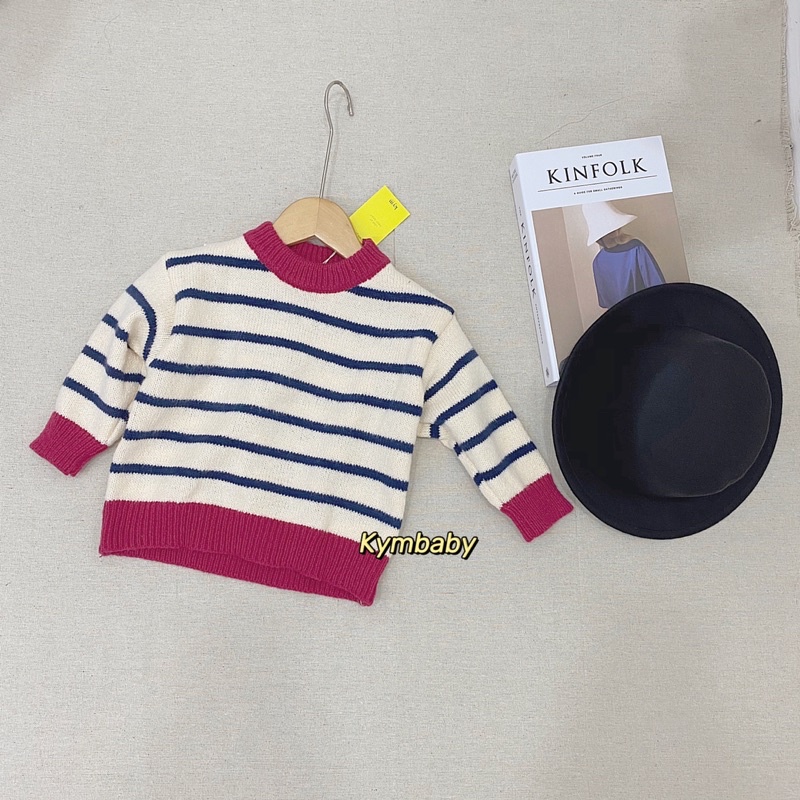 Áo len sọc mix màu chất liệu dệt kim phong cách thu đông Hàn Quốc cho bé A593