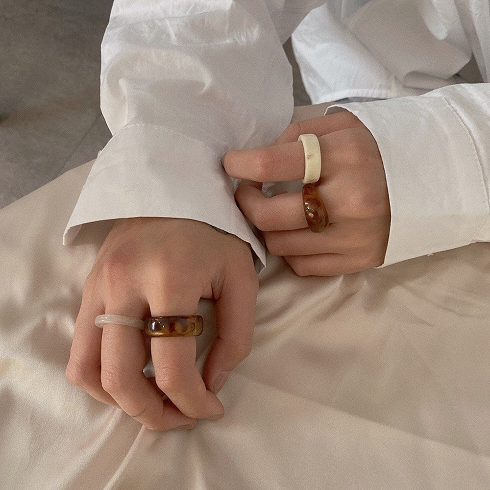 Nhẫn acrylic trong suốt phong cách Hàn Quốc cổ điển thời trang đơn giản cho nữ