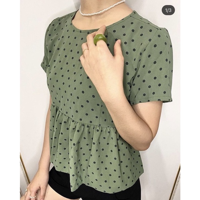 ÁO CHẤM BI XANH KIỂU