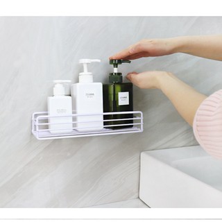 Giá để đồ nhà tắm kim loại bền đẹp, kệ hình chữ nhật đựng đồ đa năng không cần khoan tường siêu tiện dụng