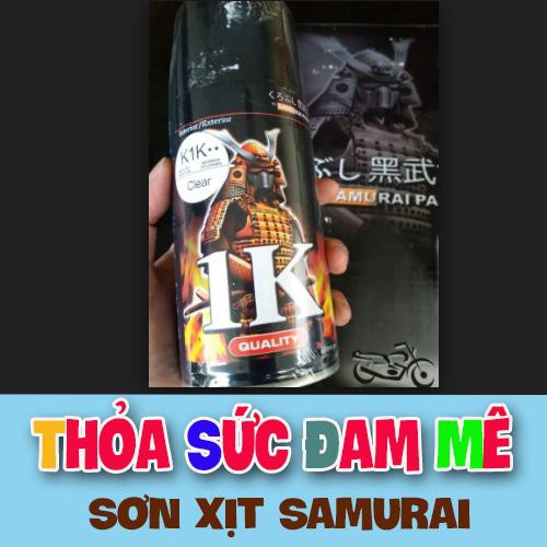 K1K-Sơn xịt sơn xe máy Samurai K1K 300ml phủ bóng trong suốt 1 thành phần -Top coat