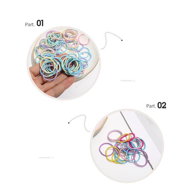 Set 100 Dây Thun Cột Tóc Cao Su Không Làm Tổn Thương Tóc Cho Bé Gái