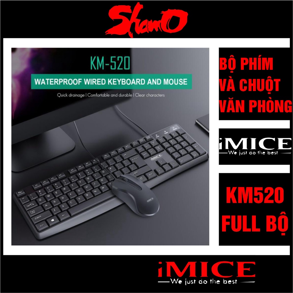 Bộ phím chuột văn phòng IMICE KM-520 có dây – chính hãng – bảo hành 12 tháng