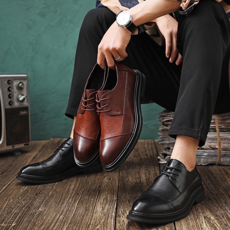 Freeship  Giày da nam tăng chiều cao 5cm SANG TRỌNG, ĐẲNG CẤP