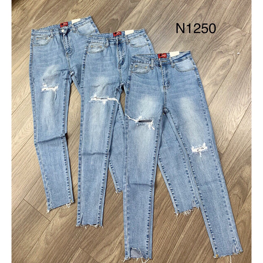 Quần skinny jeans rách xanh nhạt
