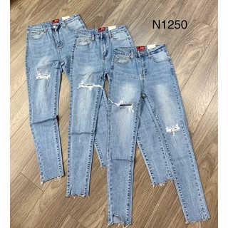 Quần skinny jeans rách xanh nhạt