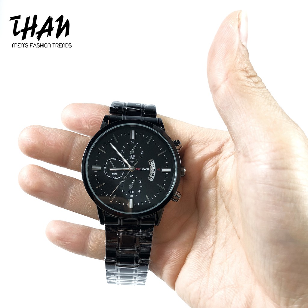 Đồng Hồ Nam Arlanch Dây Thép Đen Phong Cách Doanh Nhân Sang Trọng, Có Lịch Ngày, Kính cường lực chống xước - Tặng hộp | BigBuy360 - bigbuy360.vn