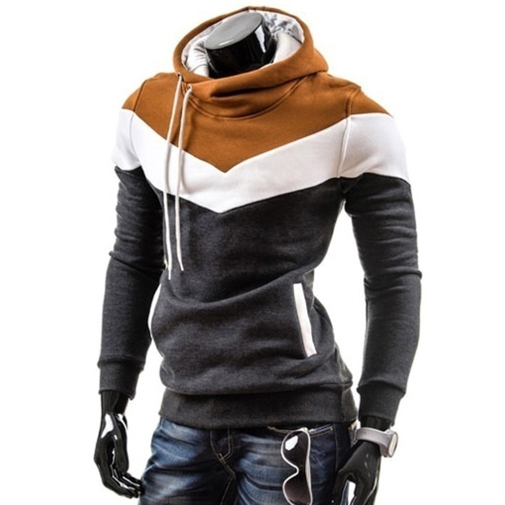 Mới Áo Hoodies Nam Dày Dặn Màu Sắc Tương Phản Thời Trang