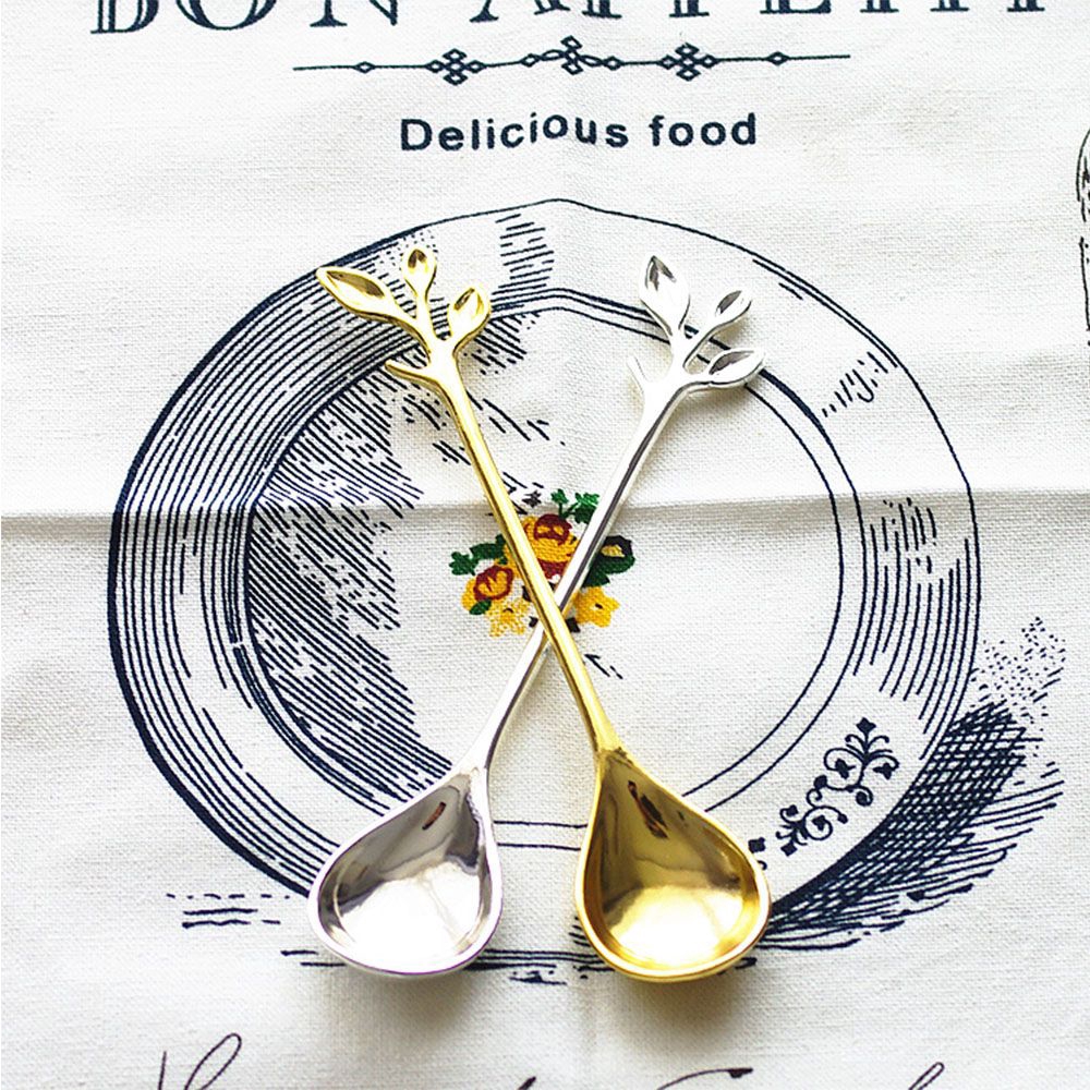 Muỗng Cà Phê Hình Cành Cây Phong Cách Hoàng Gia Sang Trọng