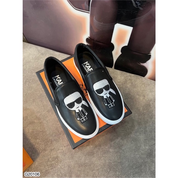 Giày slipon nam hình mặt người đế cao su