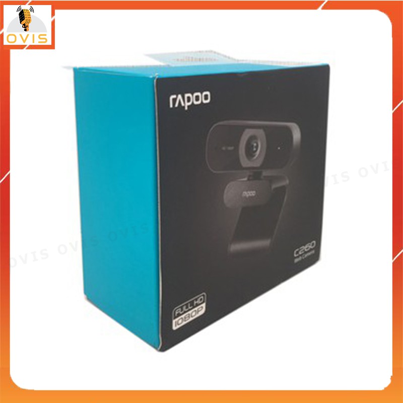 Rapoo C260 - Webcam Họp Trực Tuyến Phân Giải HD 1080p, Góc Siêu Rộng 95°, Tự Động Lấy Nét, Giảm Tiếng Ồn Kép