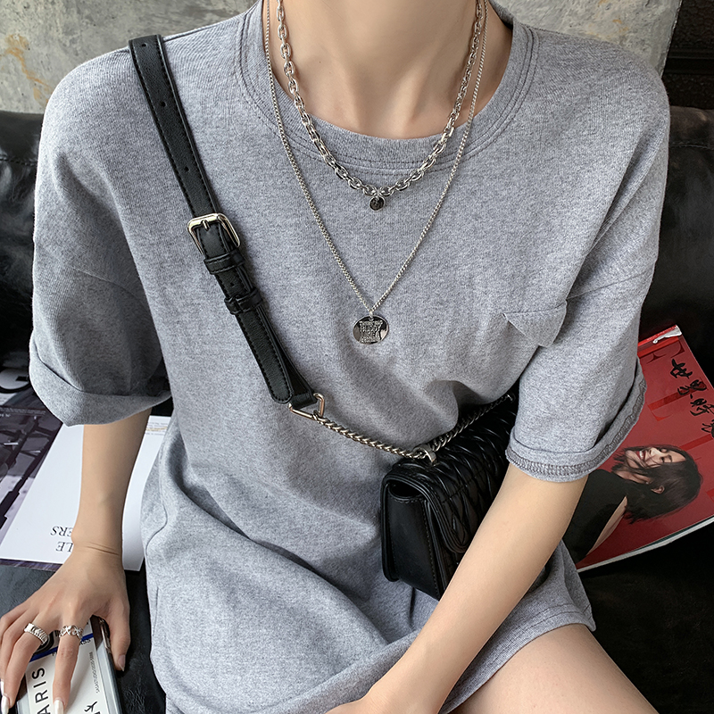 Dây Chuyền Nhiều Lớp Mặt Tròn In Chữ Tiếng Anh Phong Cách Hip Hop Hàn Quốc Thời Trang Cho Nữ