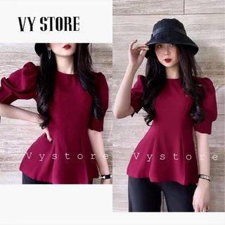 Set áo peplum tay phồng + quần dài siêu sang