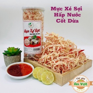 Mực khô hấp nước cốt dừa xé sợi loại 1, mực hấp cốt dừa sé sợi hũ pet 300g