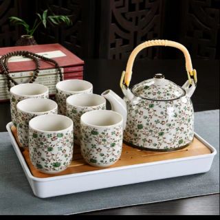 (Quà biếu tặng cao cấp)COMBO BỘ ẤM CHÉN GỐM SỨ HOA VĂN HOẠ TIẾT ĐẸP