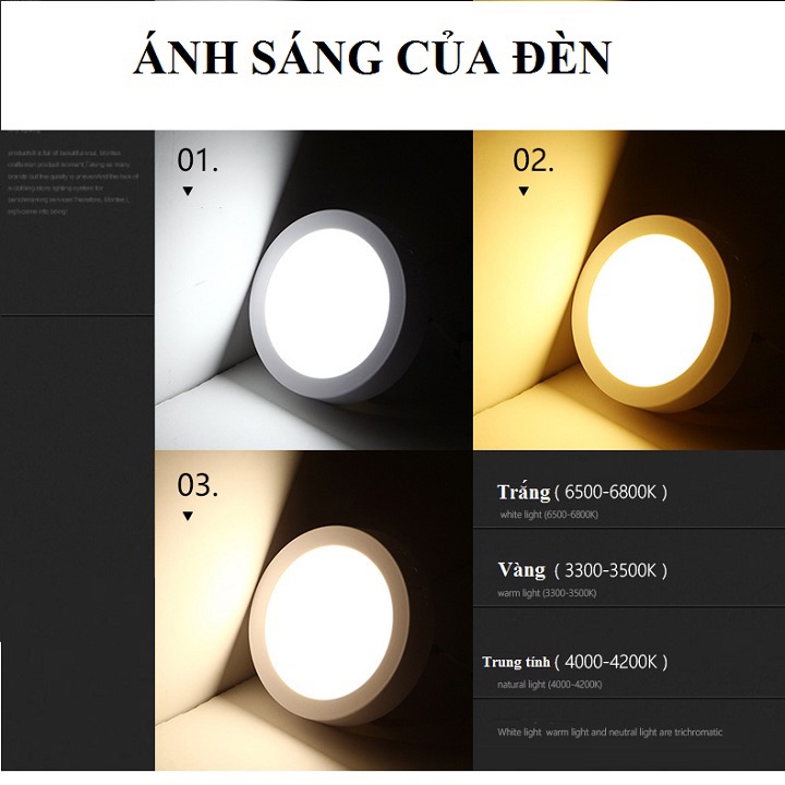 Đèn LED ốp trần 18W VHQDM18 ánh sáng đổi màu, gắn trần thạch cao, gắn trần xi măng, bền, rẻ, đẹp, bảo hành 12 tháng