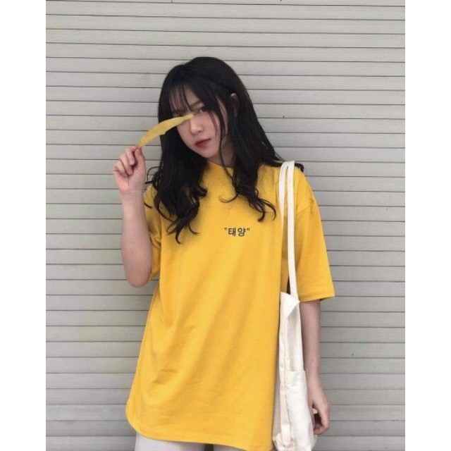 ÁO THUN IN BÔNG CÚC PHỐI CHỮ TAY LỠ FORM RỘNG