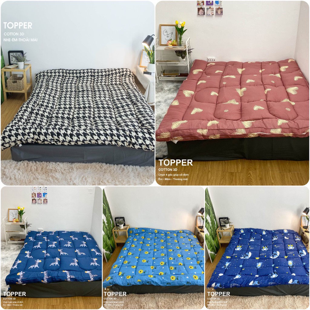 Đệm Topper Siêu Ấm, Tấm Làm Mềm Nệm Cao Cấp, Chống Đau Mỏi Vai Gáy Tạo Giấc Ngủ Ngon