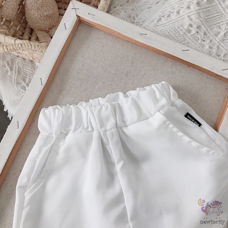 Set Đồ 2 Món Áo Tay Ngắn Cổ Vuông + Quần Short Phong Cách Hàn Quốc Cho Bé Gái