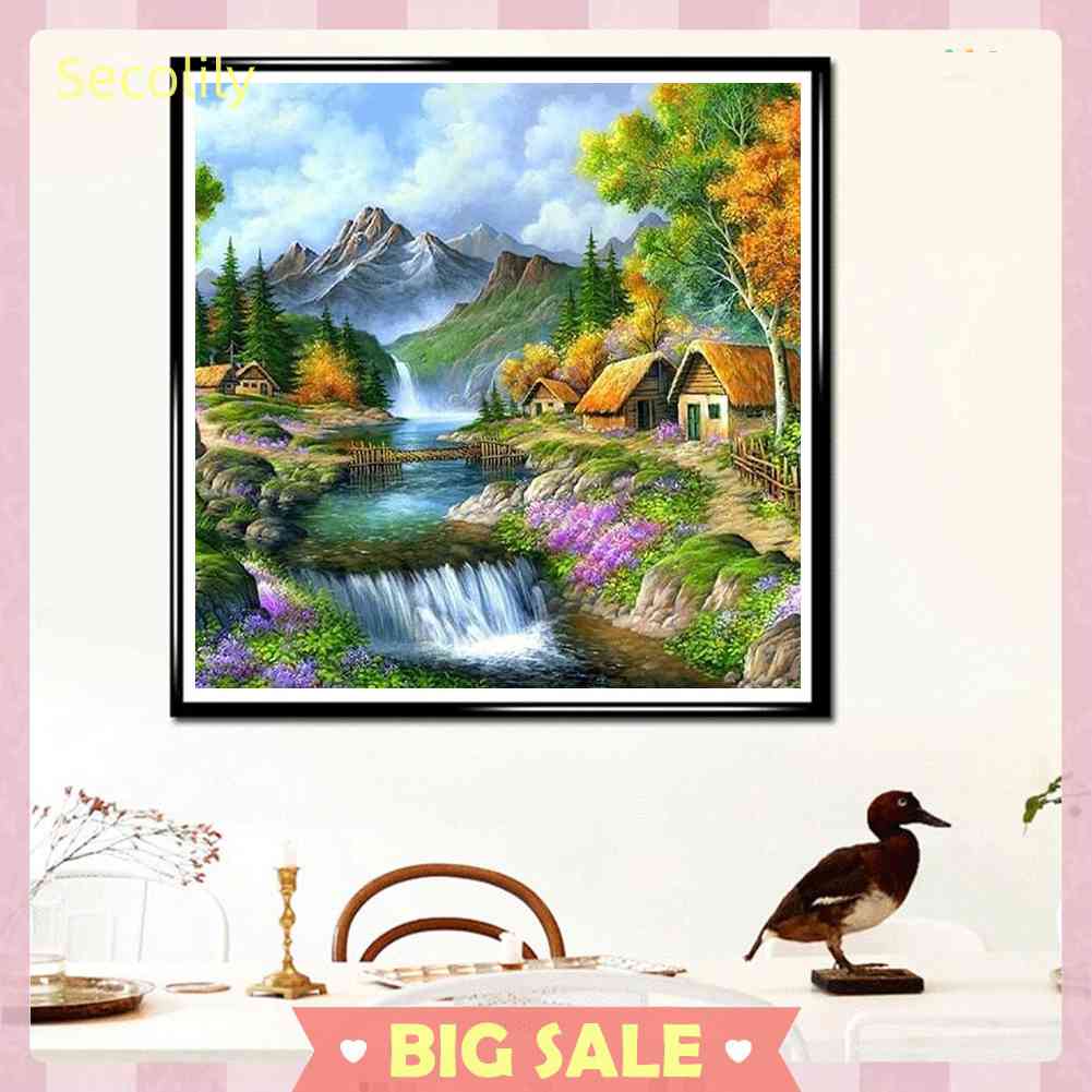 Bộ Tranh Thêu Chữ Thập DIY Hình Làng Núi 11CT