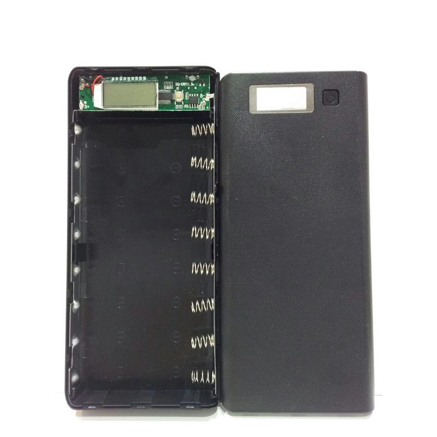 Box sạc dự phòng 8 cell dùng pin 18650 có màn hình LCD (Đen, chưa Pin), mạch sạc dự phòng, mạch sạ
