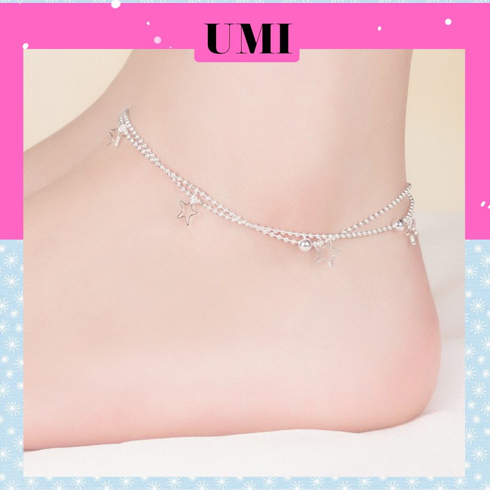 Lắc Chân Bạc 925 Thiết Kế Ngôi Sao và Bi Phong Cách Hàn Quốc UMI JL049