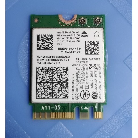 Card wifi không dây intel ac 3160 cho Lenovo E450 E455