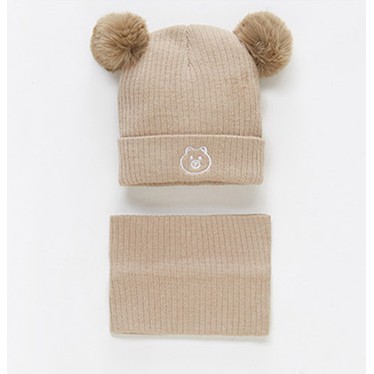 SET KHĂN NÓN LEN GẤU CỤC BÔNG SIÊU KUTE CHO BÉ YÊU