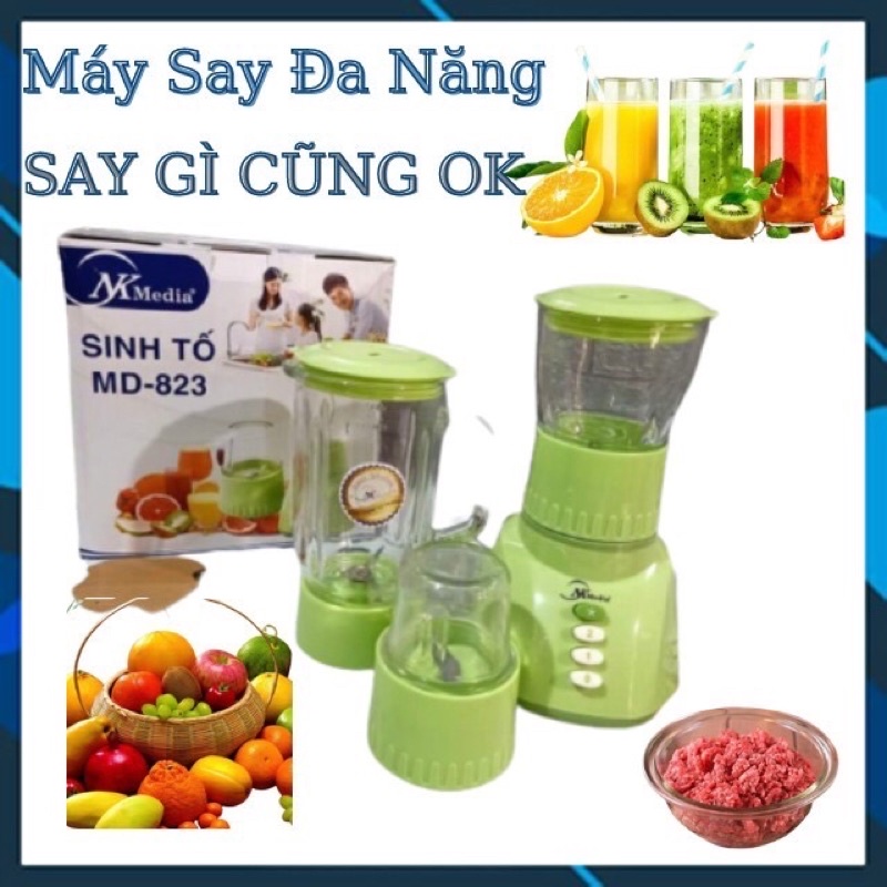 Máy Xay Sinh Tố Đa Năng NK MEDIA MD-823 [ Hàng Cao Cấp ] 3 Cối Thuỷ Tinh Công Suất 300W