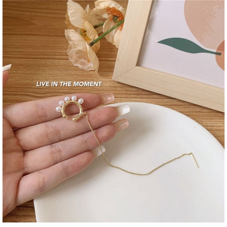 1 Khuyên Tai Dạng Kẹp Không Đau Màu Vàng Đồng Thời Trang Dành Cho Nữ