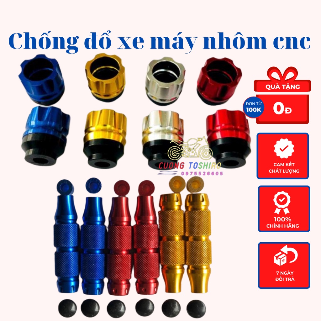 Gù chống đổ trước sau chất liệu nhôm cnc lắp cho nhiều dòng xe máy kiểu màu xanh đỏ trắng đen vàng shop cuongtoshiro