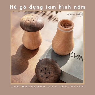 Hủ đựng tăm, tiêu bằng gỗ hình nấm hủ gia vị mini