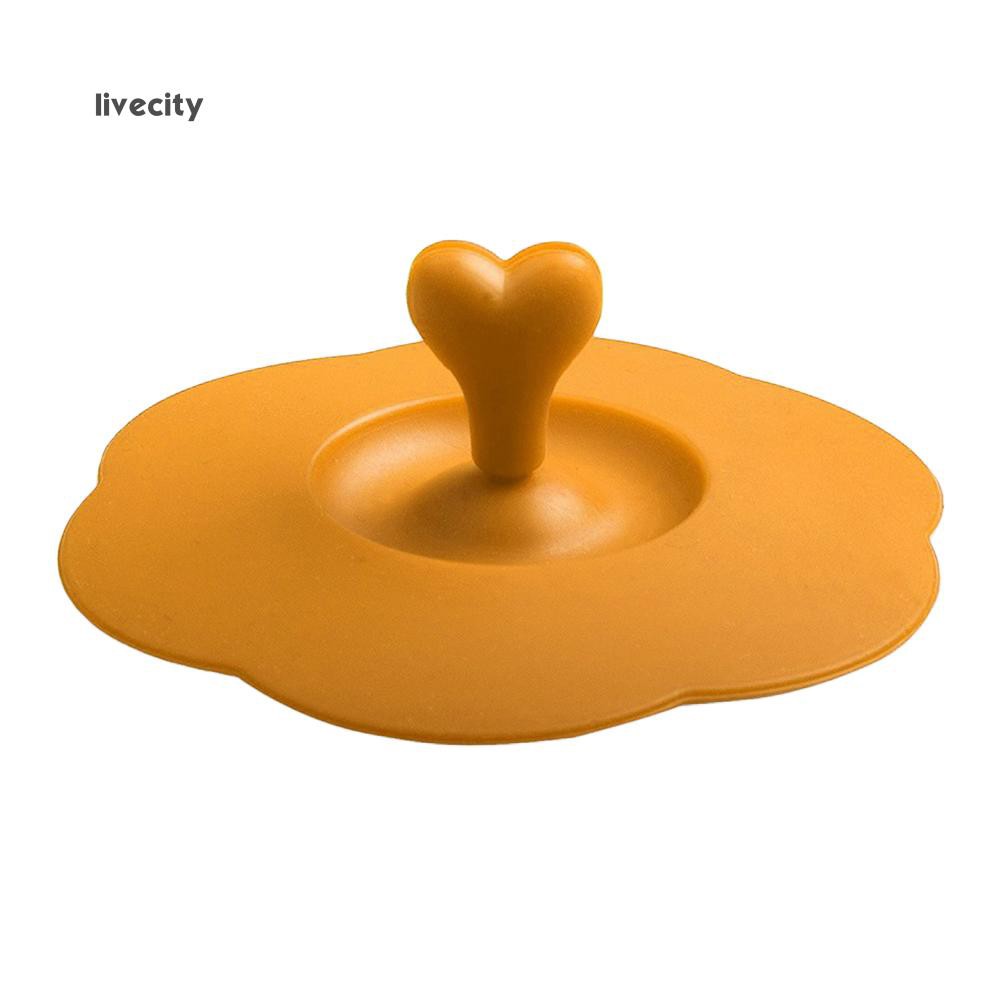 Nắp đậy ly bằng silicone kèm tay cầm hình trái tim độc đáo | BigBuy360 - bigbuy360.vn
