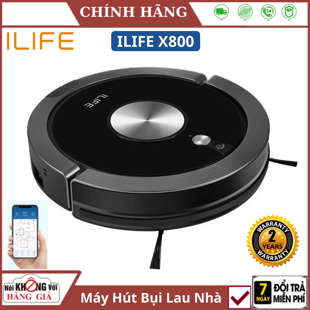 ROBOT HÚT BỤI LAU NHÀ ILIFE X800 - Tự động về sạc khi yếu pin , Nhiều chế độ làm sạch khác nhau - Bảo hành 24 tháng