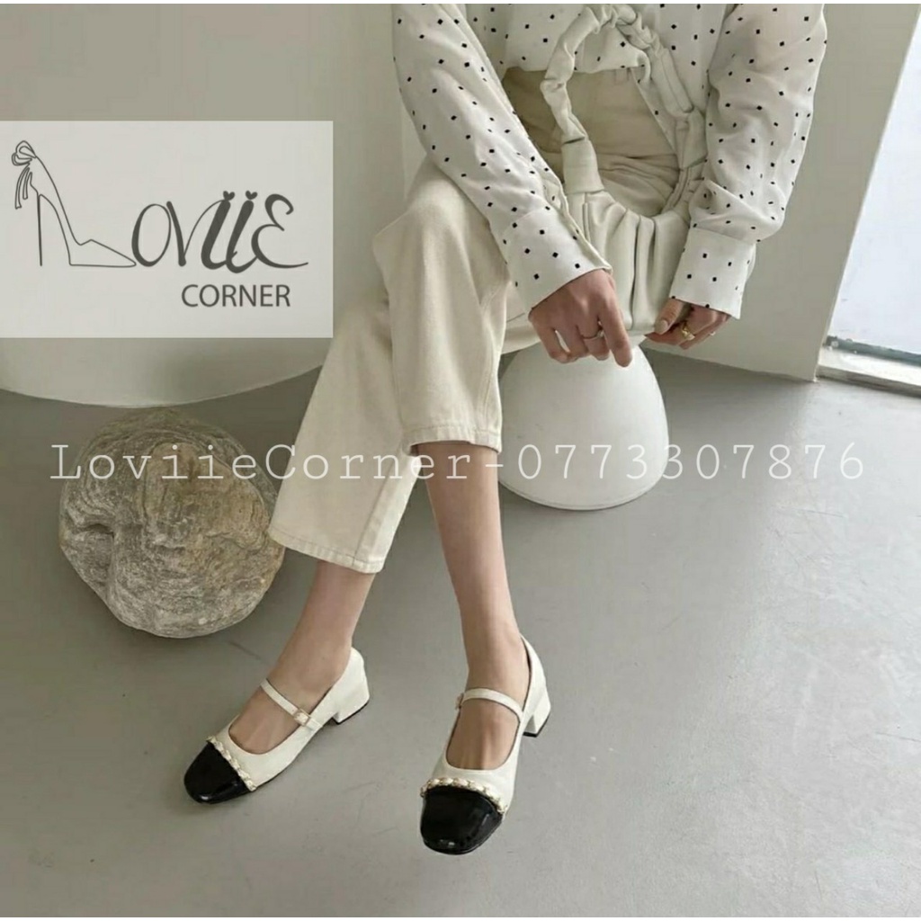 GIÀY SỤC NỮ LOVIIE CORNER - GIÀY CAO GÓT MŨI TRÒN KHÓA NGANG - GUỐC ĐẾ VUÔNG BÍT MŨI 3 PHÂN G220312