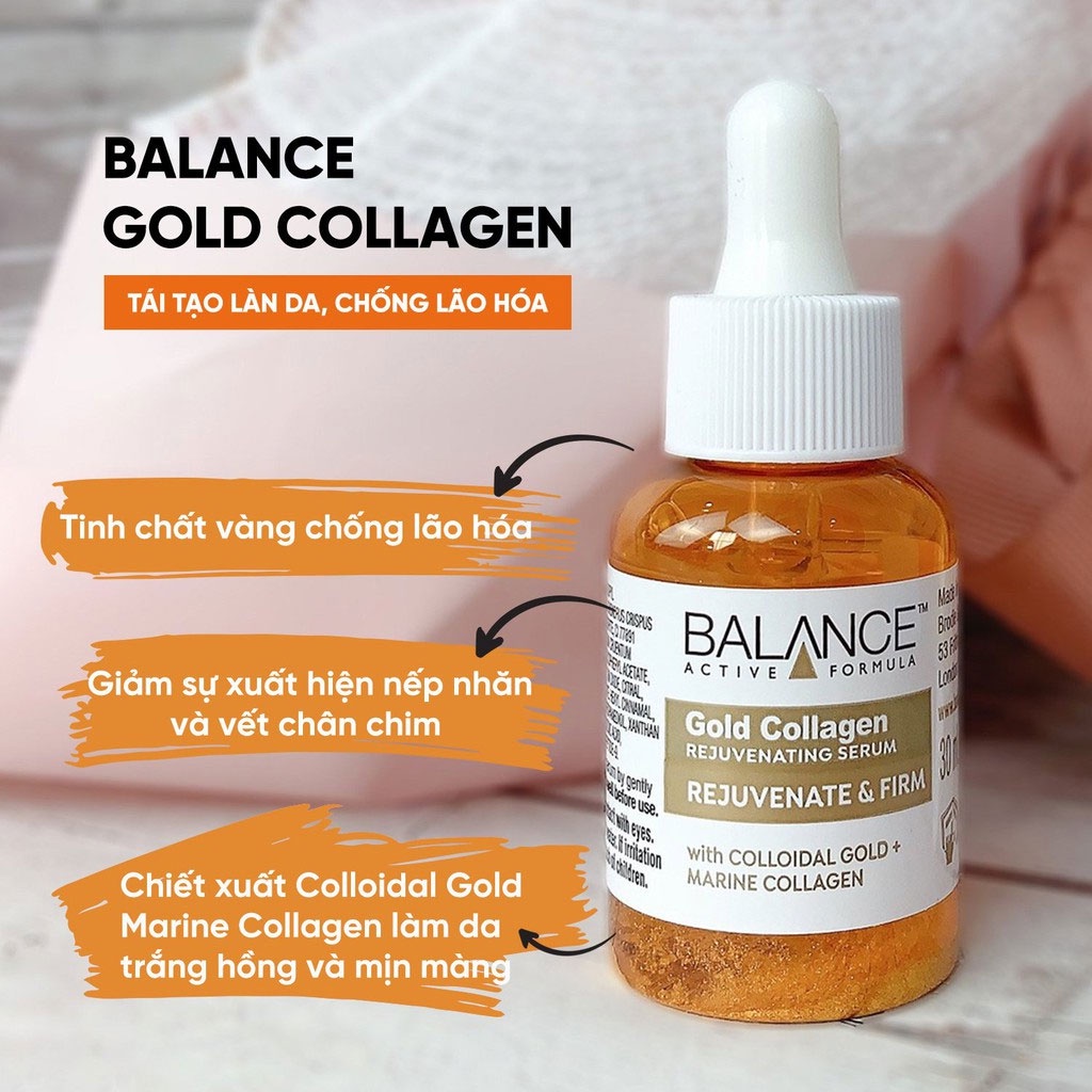 Serum Làm Chậm Lão Hóa, Tái Tạo Da Balance Active Formula Gold Marine Collagen Rejuvenating 30ml