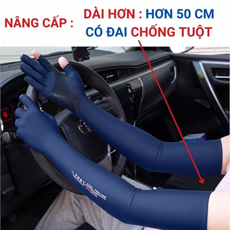 Bao tay chống nắng nam nữ SPORT găng tay đi nắng nữ xỏ ngón có vân chống trượt